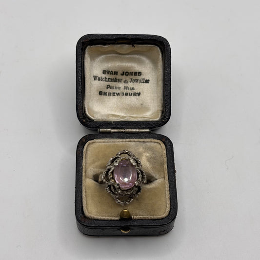 Silver Amethyst Abstract Ring (K)