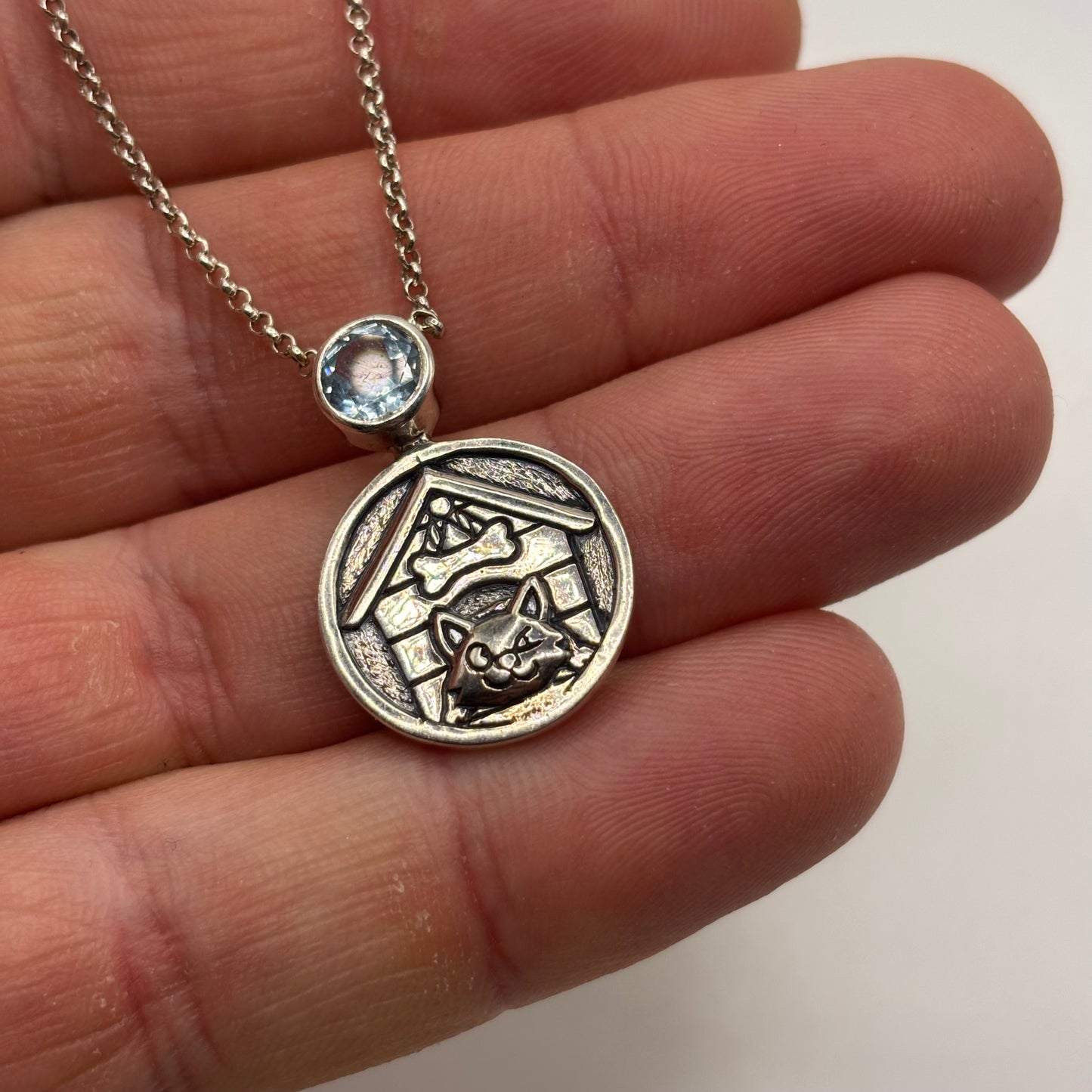 Silver 20” “Quietly Happy” Cat Necklace