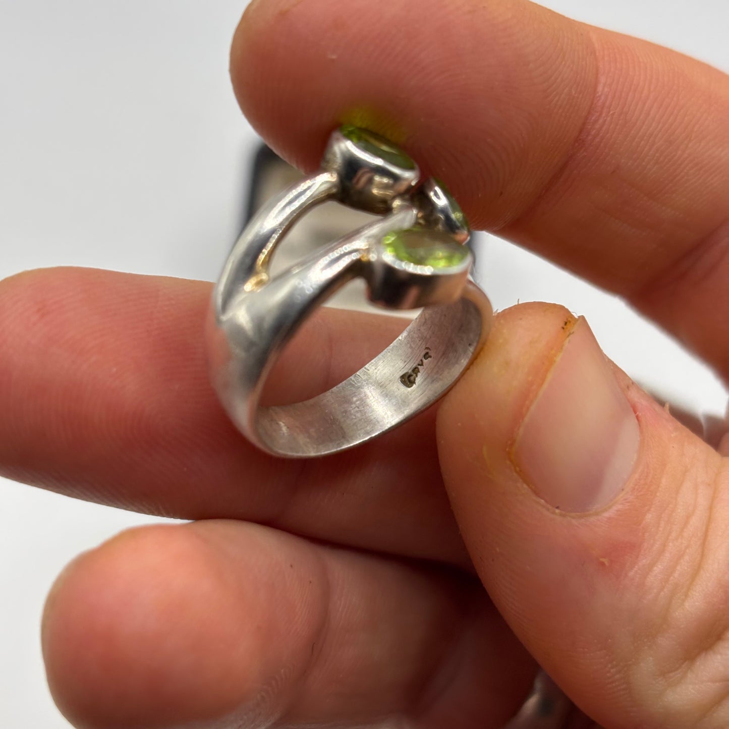 Silver Green Topaz Ring