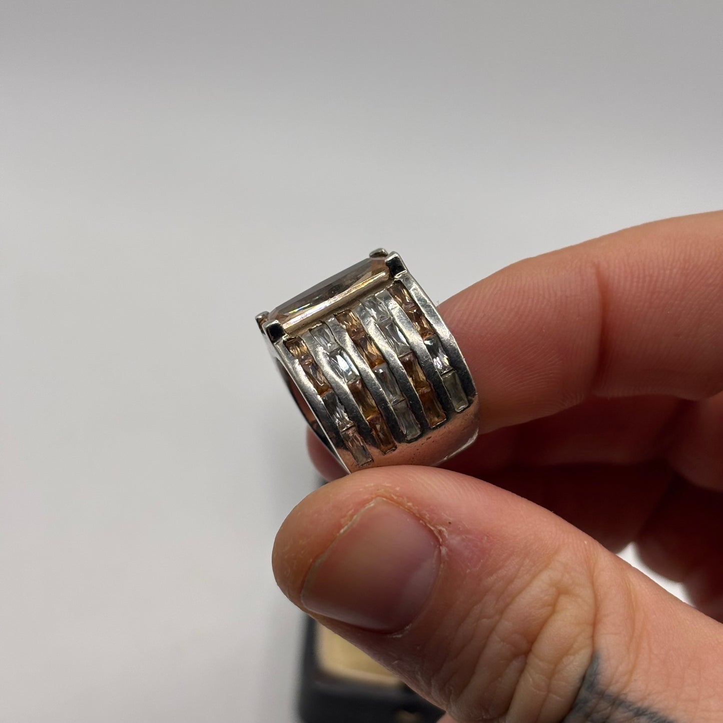 Silver Citrine Large Ring