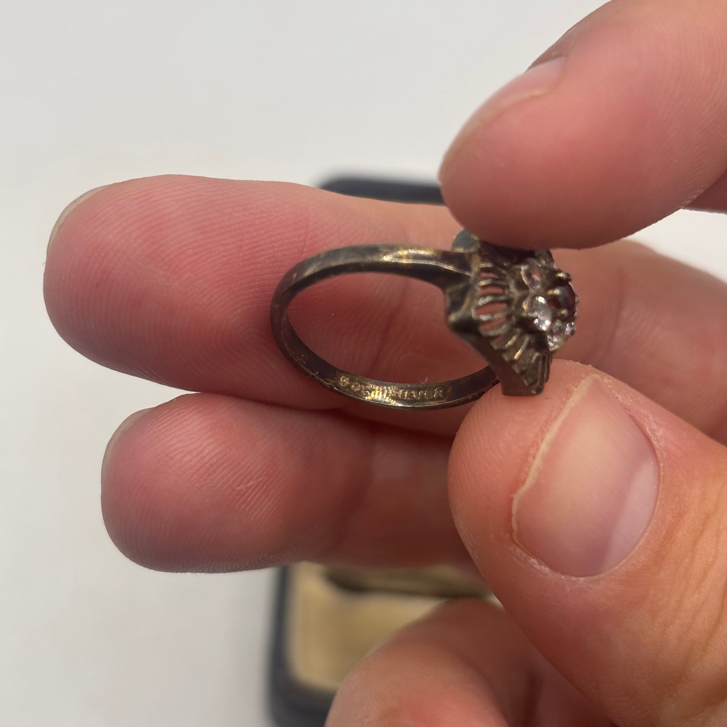 Silver Garnet & CZ Ring (N)
