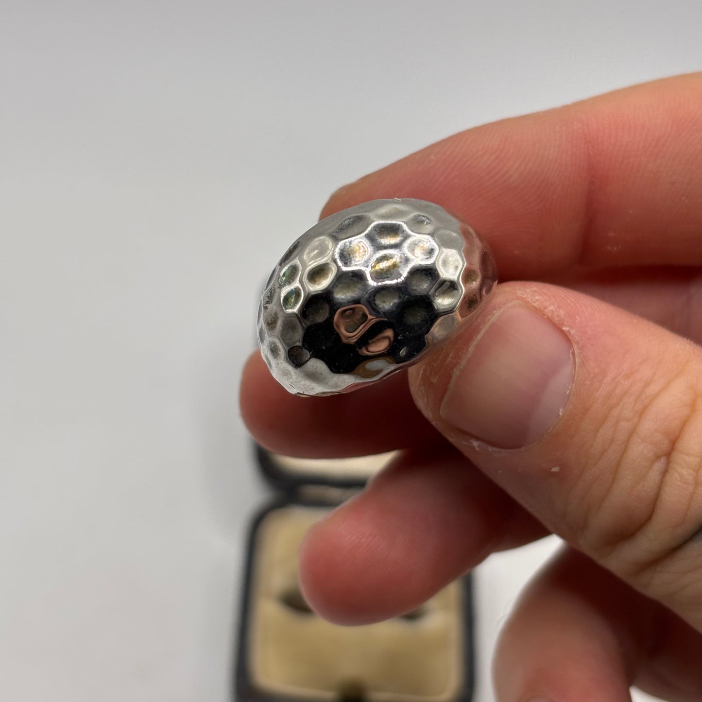 Silver Hammered Dome Ring