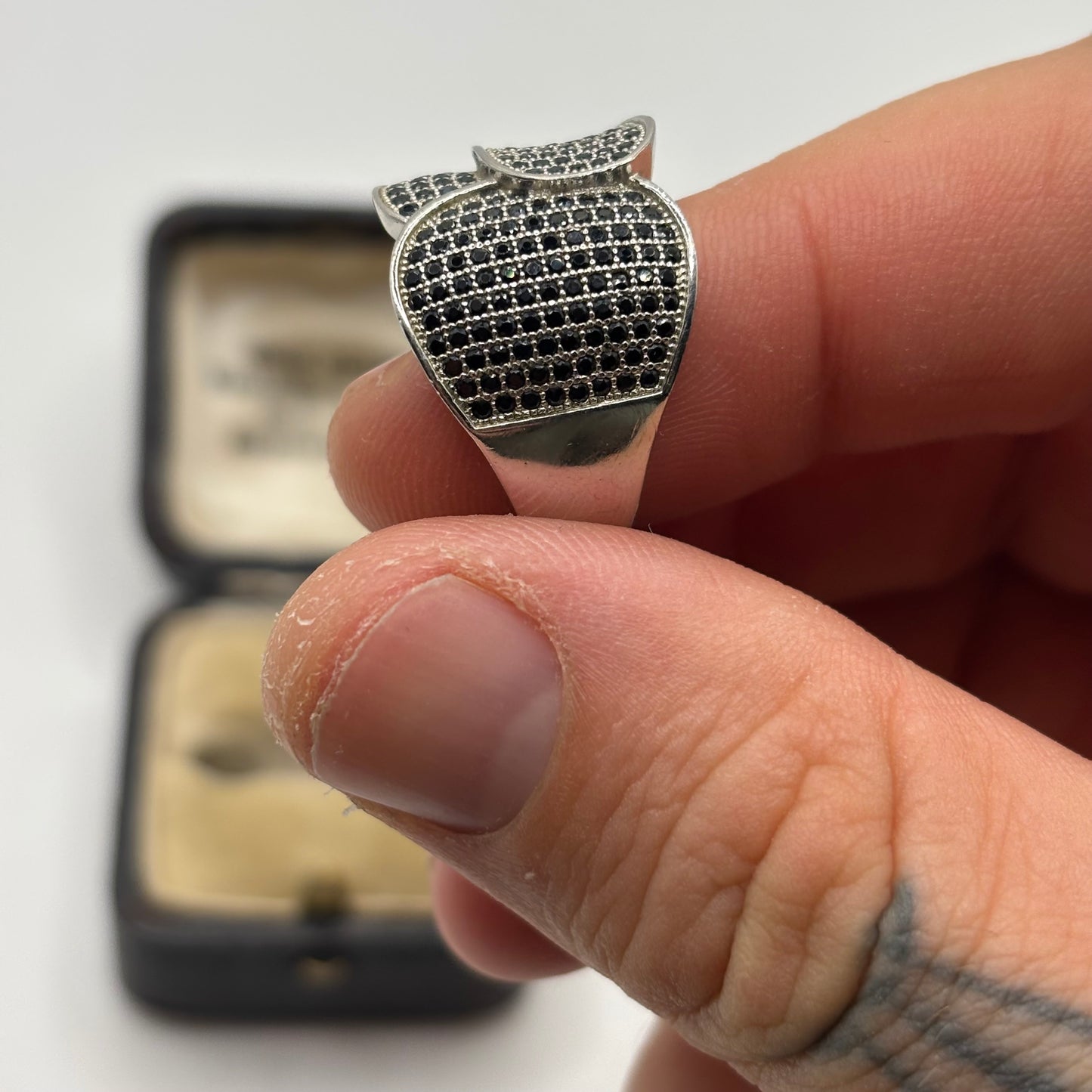 Silver Black CZ Ring