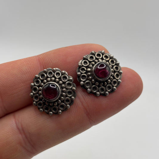 Silver Garnet Earrings