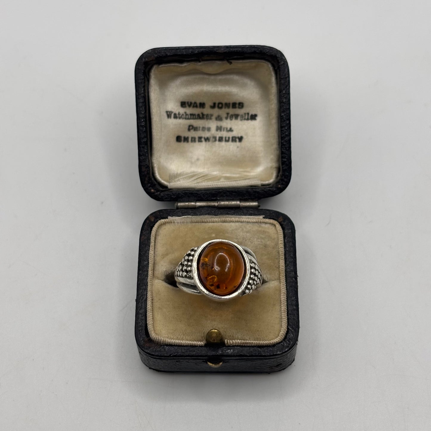 Silver Amber Ring