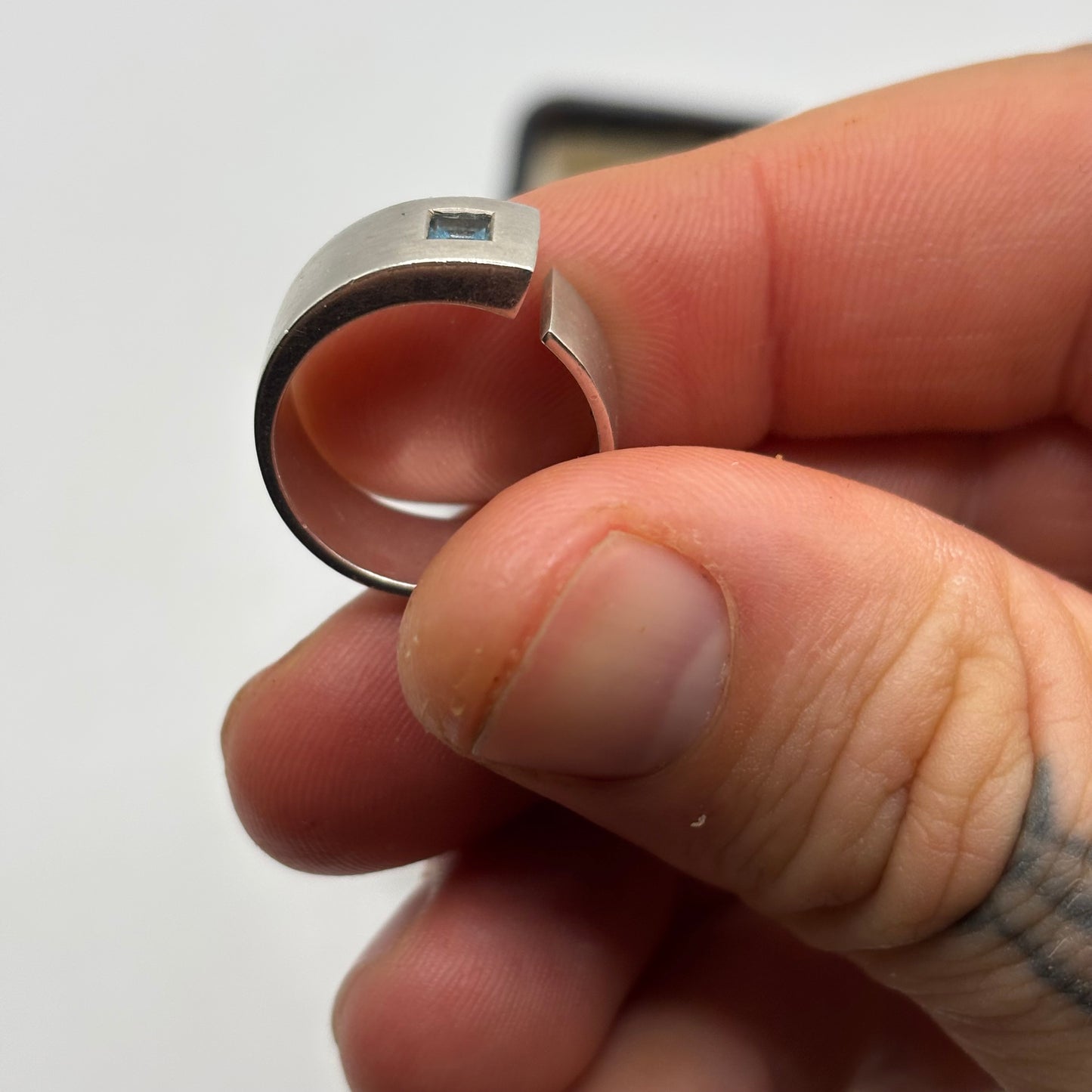 Silver Blue Topaz Modernist Ring