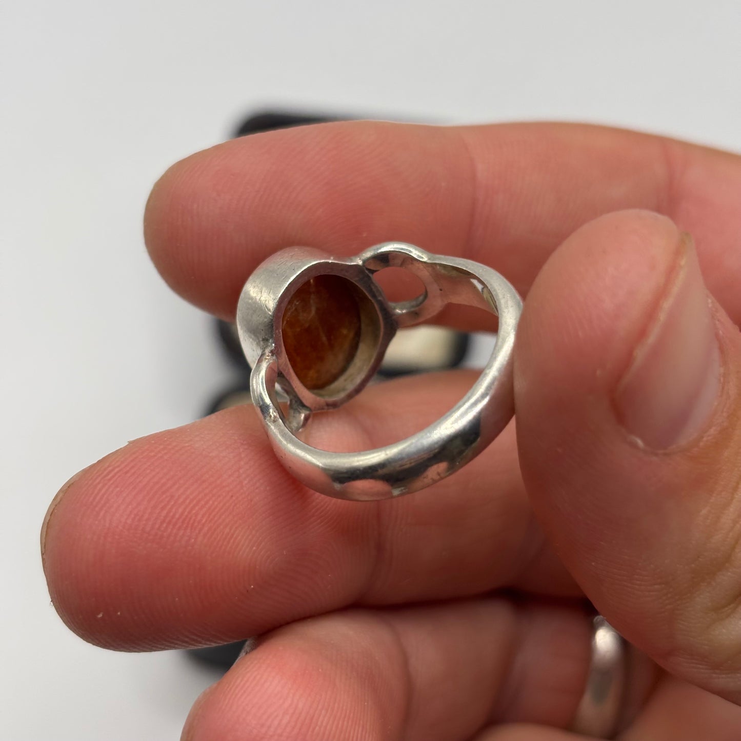 Silver Heavy Goldstone Ring (Q)