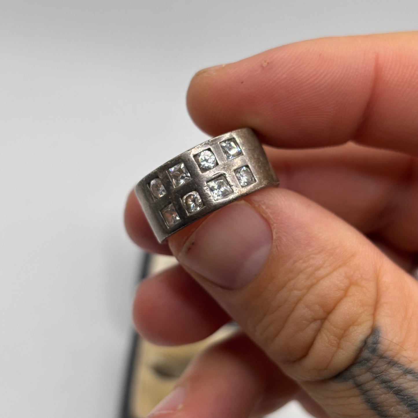 Silver Chunky CZ Band Ring