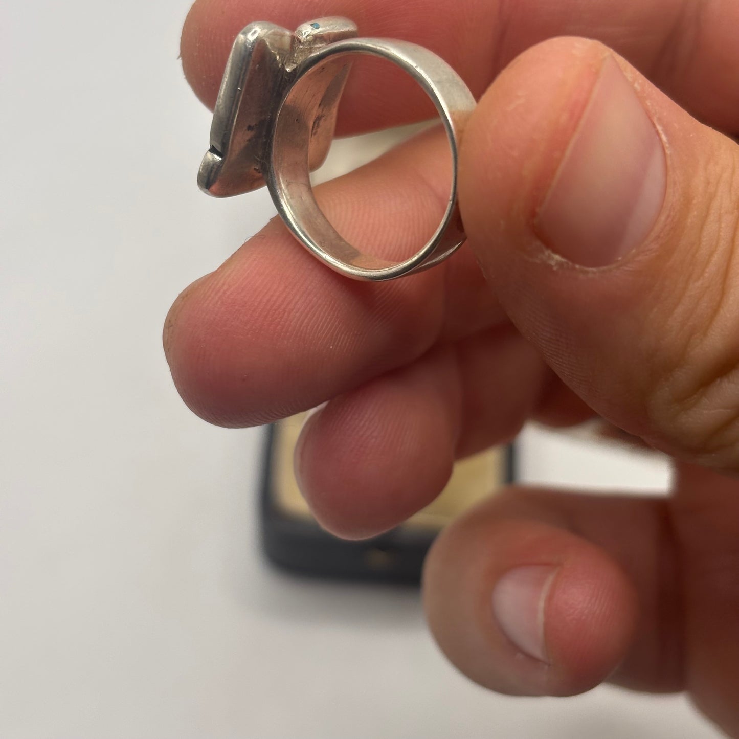 Silver Turquoise Abstract Ring