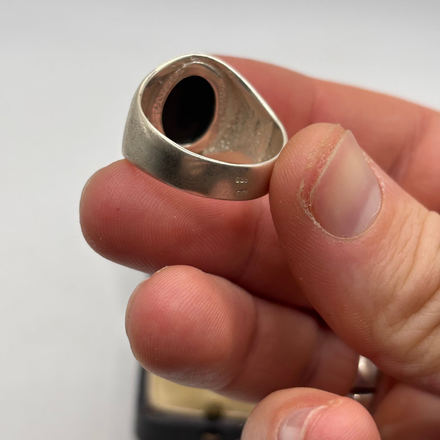 Silver Amber Signet Ring