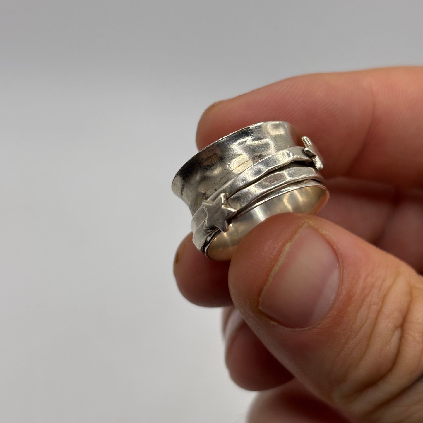 Silver Star Spinner Ring