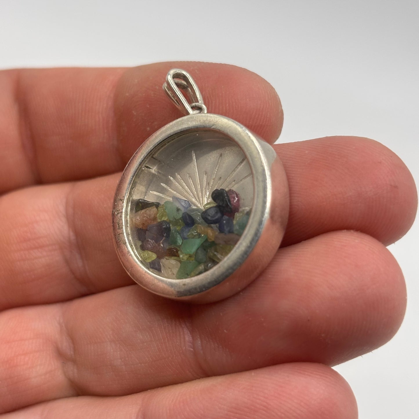 Silver Gem Glass Pendant