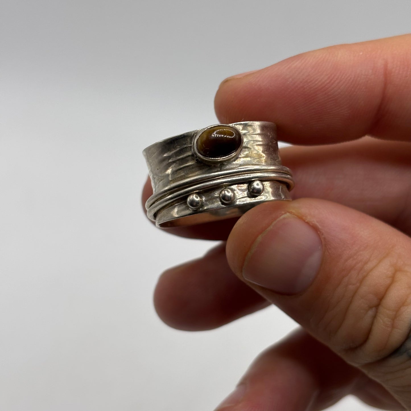 Silver Tigereye Spinner Ring