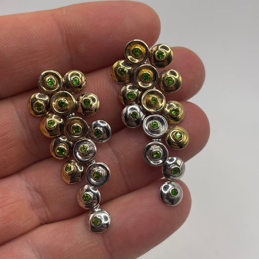 Silver Unusual Peridot Earrings