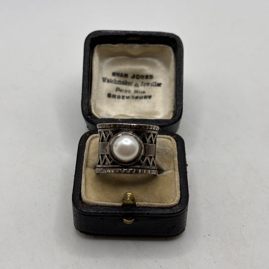 Silver Heavy Pearl Ring (M)