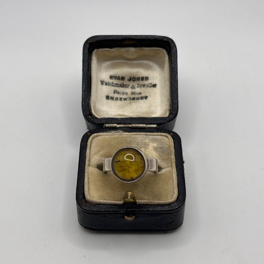 Silver Amber Ring (L)