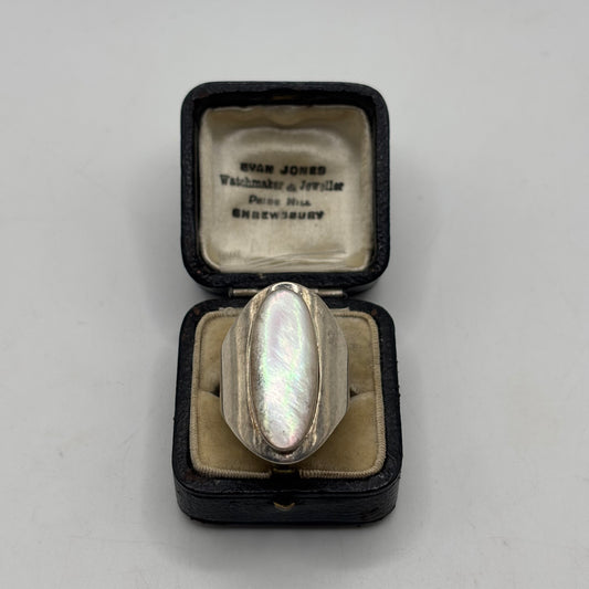 Silver Large Pearl Ring