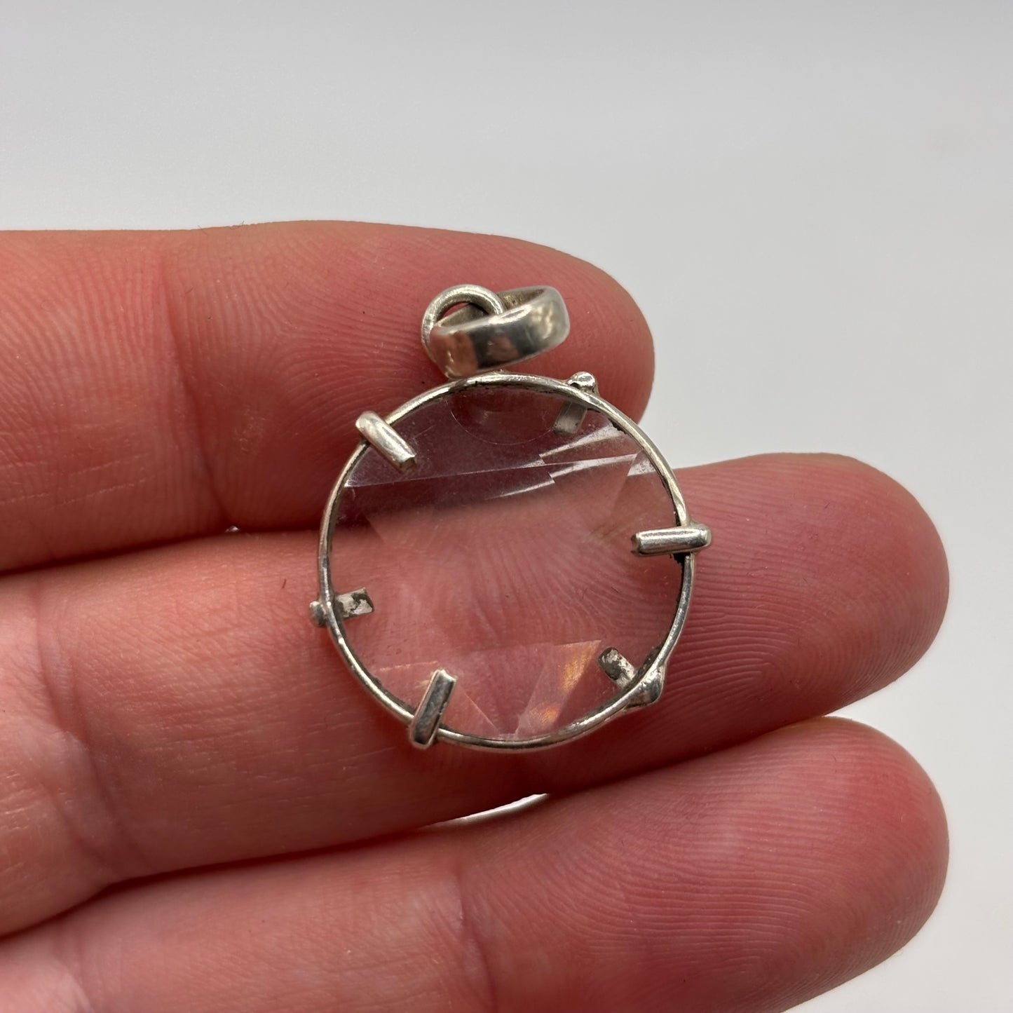 Silver Faceted Quartz Pendant