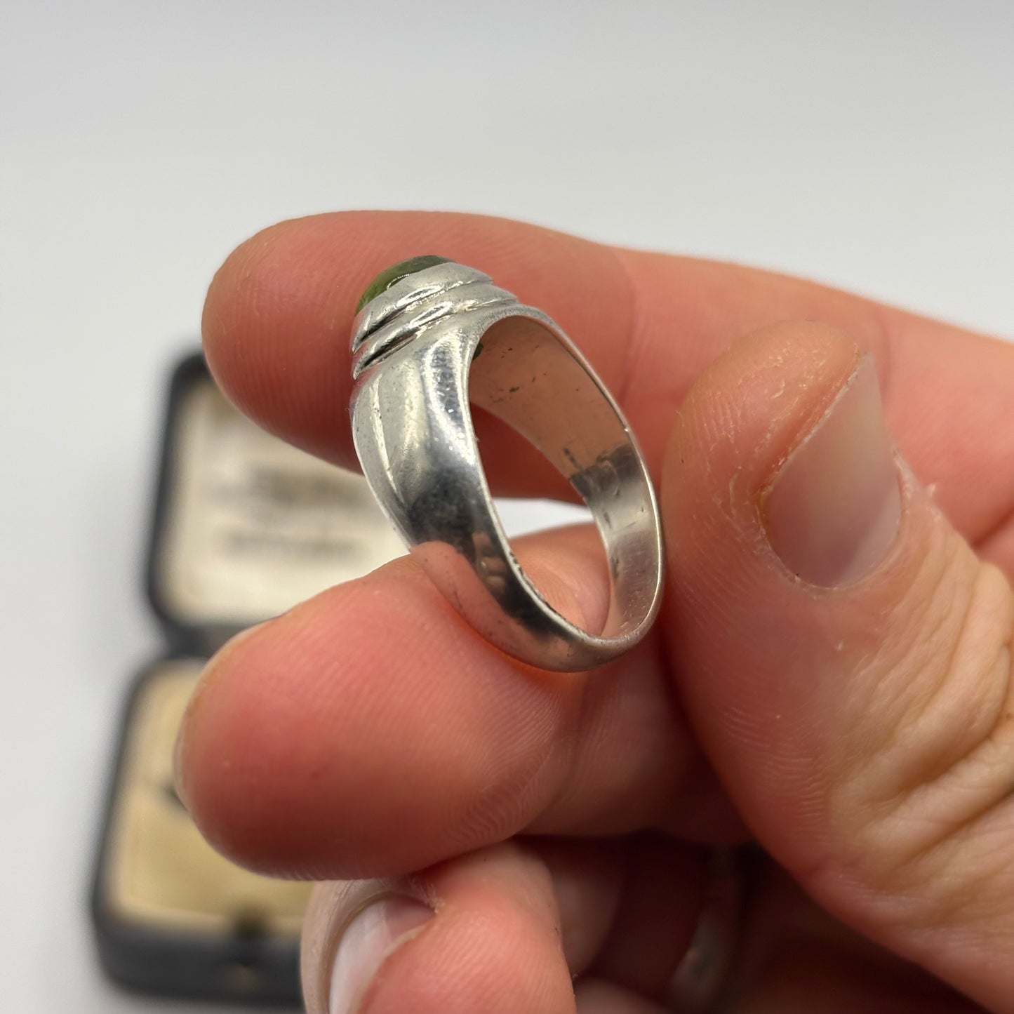 Silver Peridot Chunky Ring