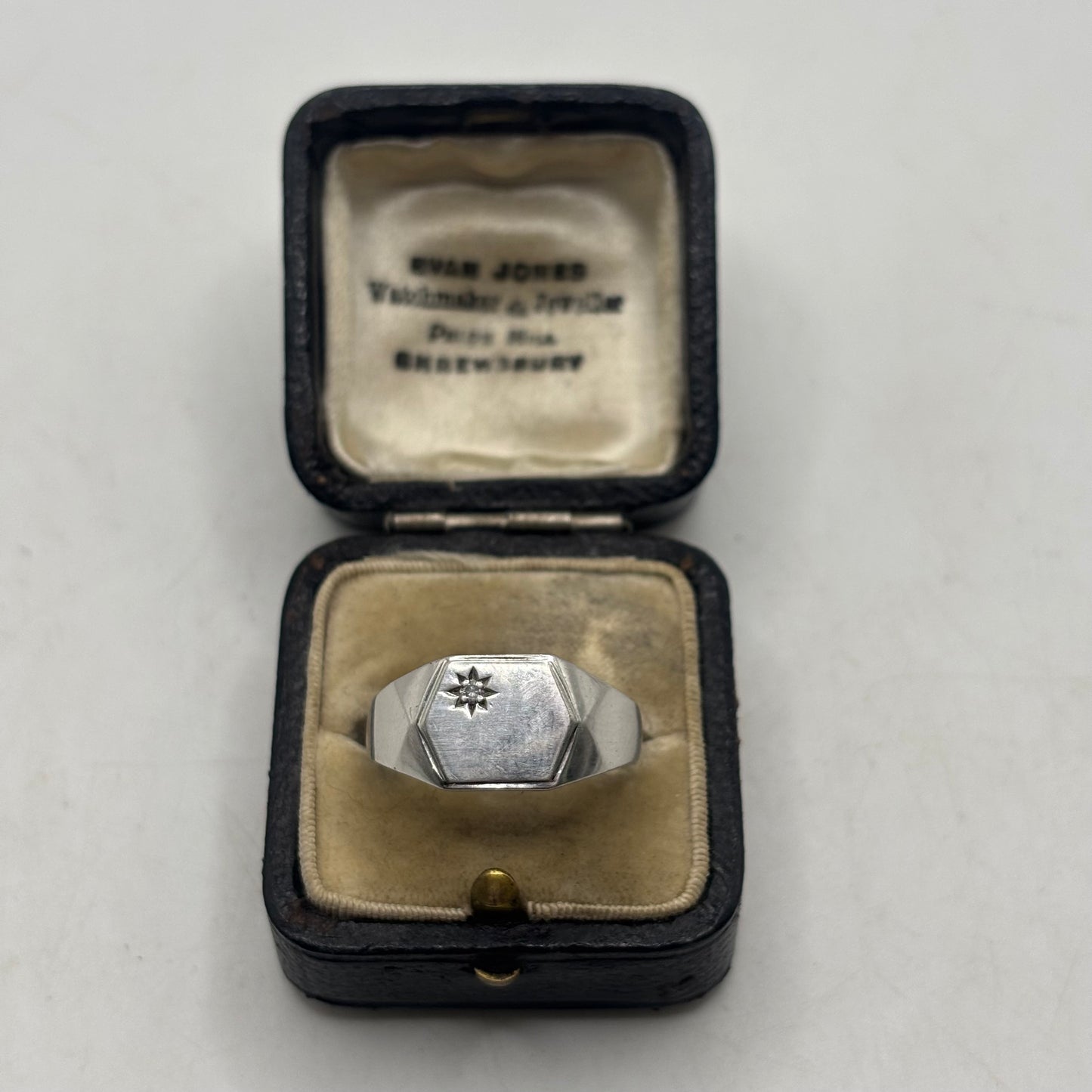 Silver Diamond Signet Ring (S 1/2)