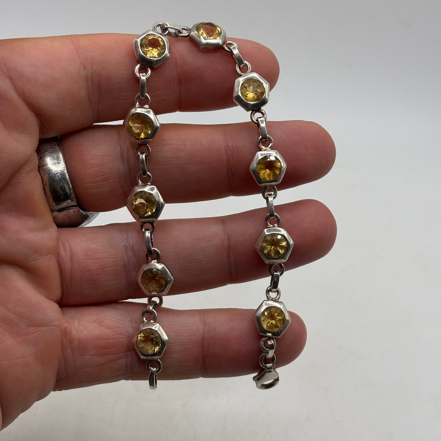 Silver 8” Citrine Bracelet