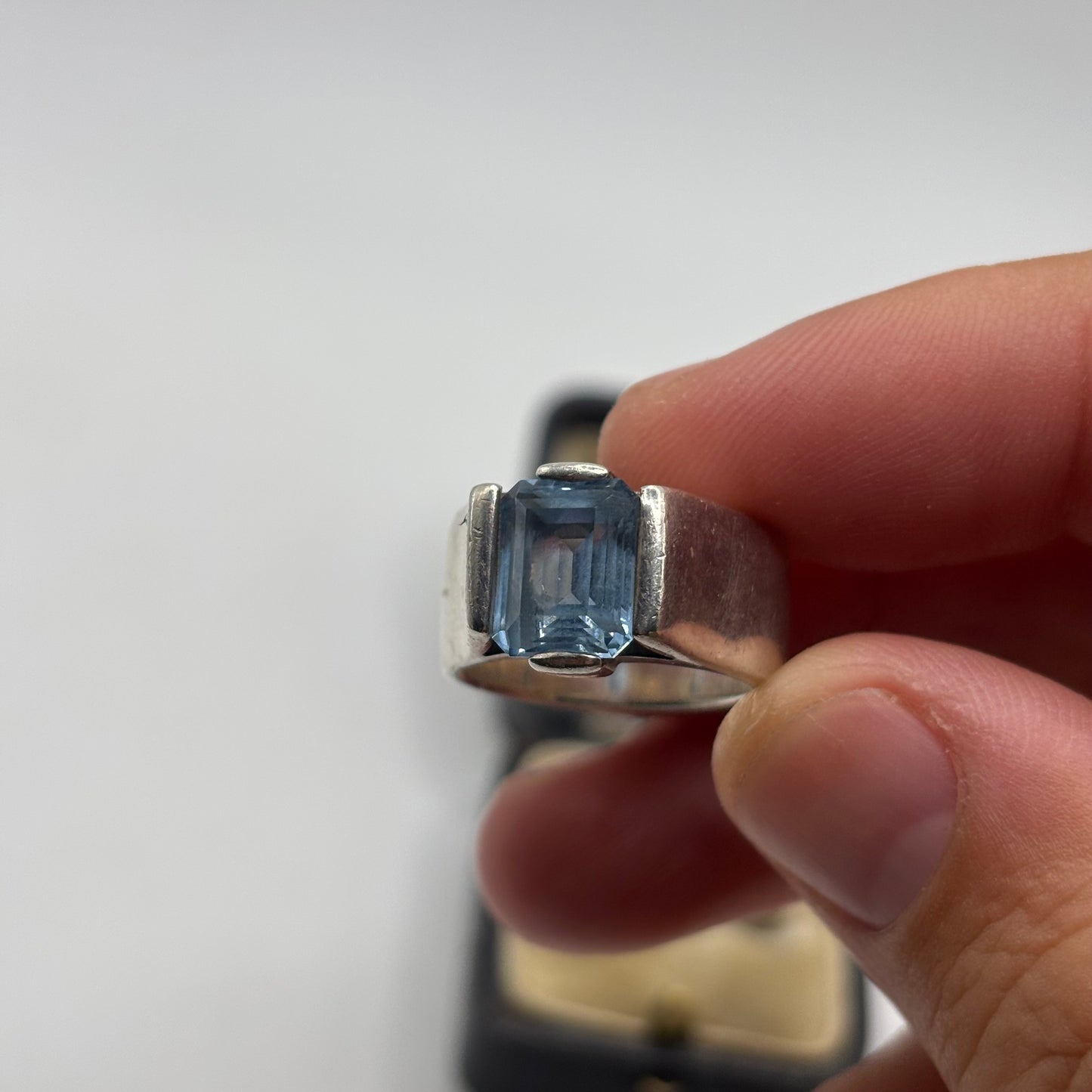 Silver Heavy Blue Topaz Ring (M)