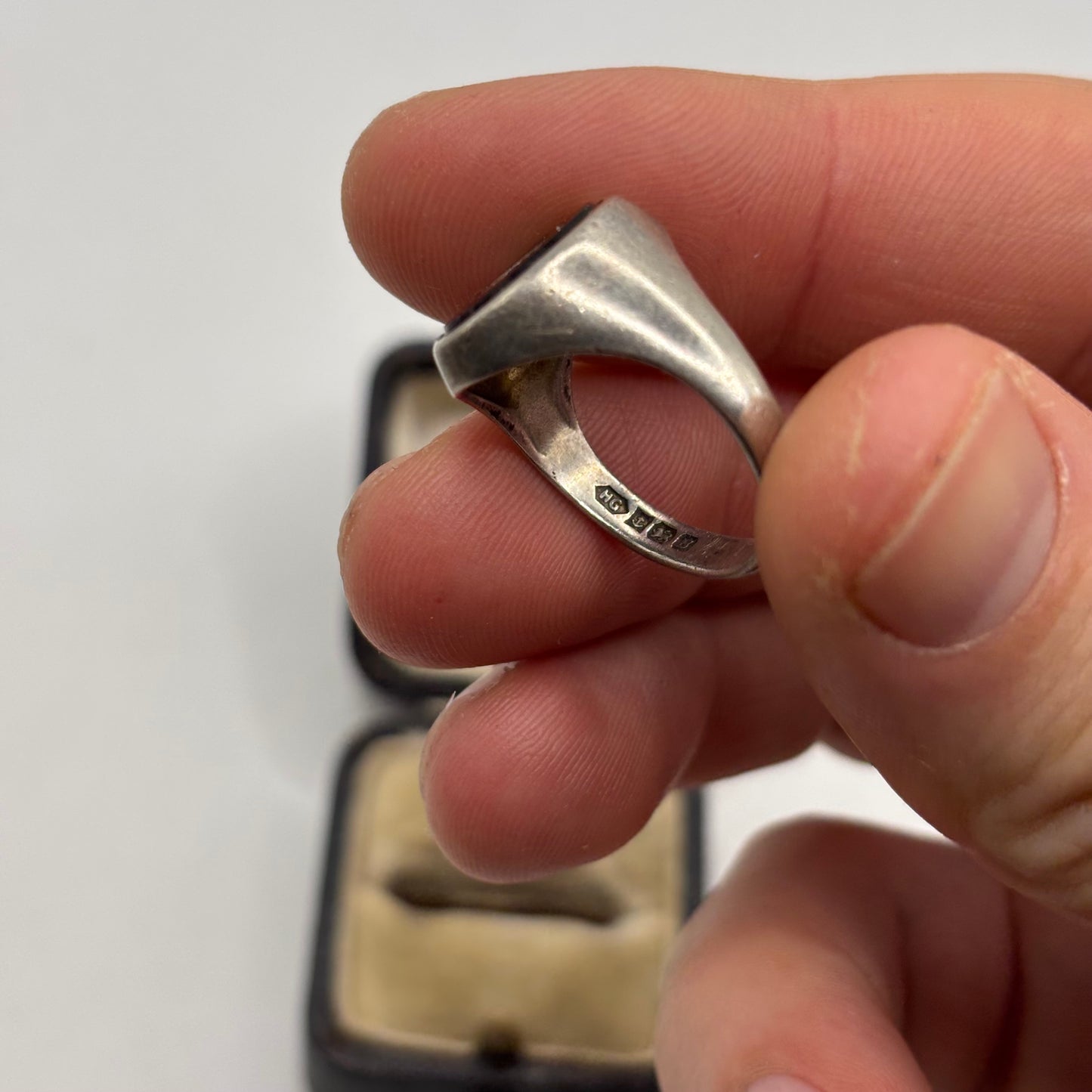 Silver Vintage Onyx CZ Signet Ring (P)