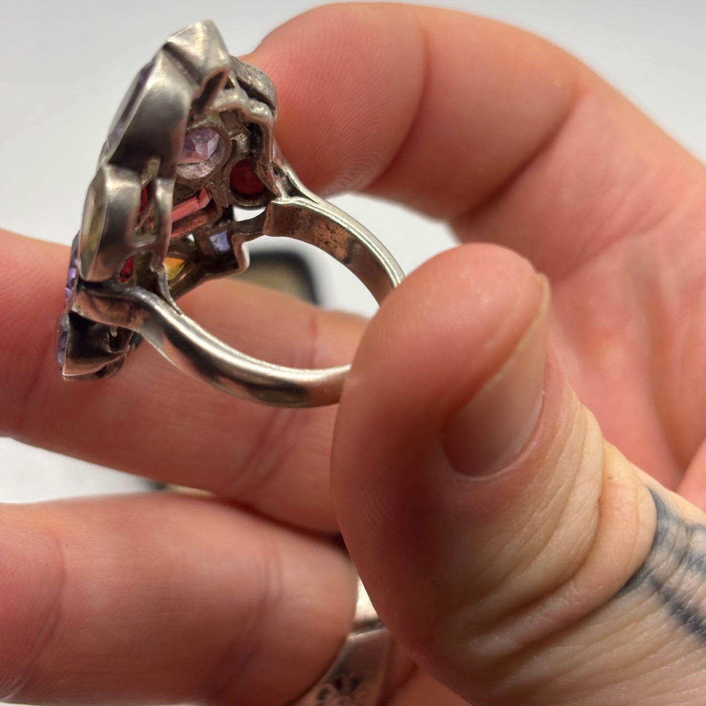 Silver Large Mixed Gem Ring (P)