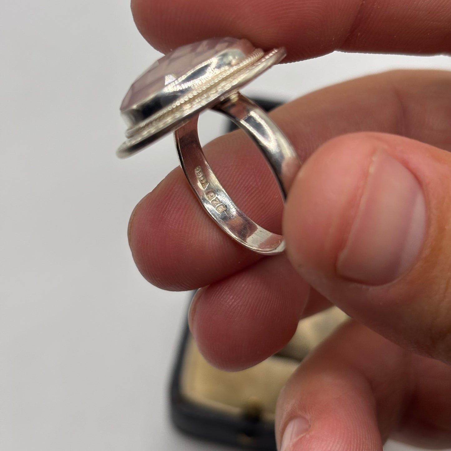 Silver Faceted Quartz Ring (R)