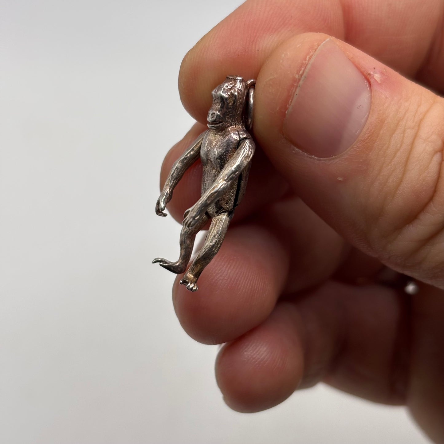 Silver Anatomical Monkey Pendant