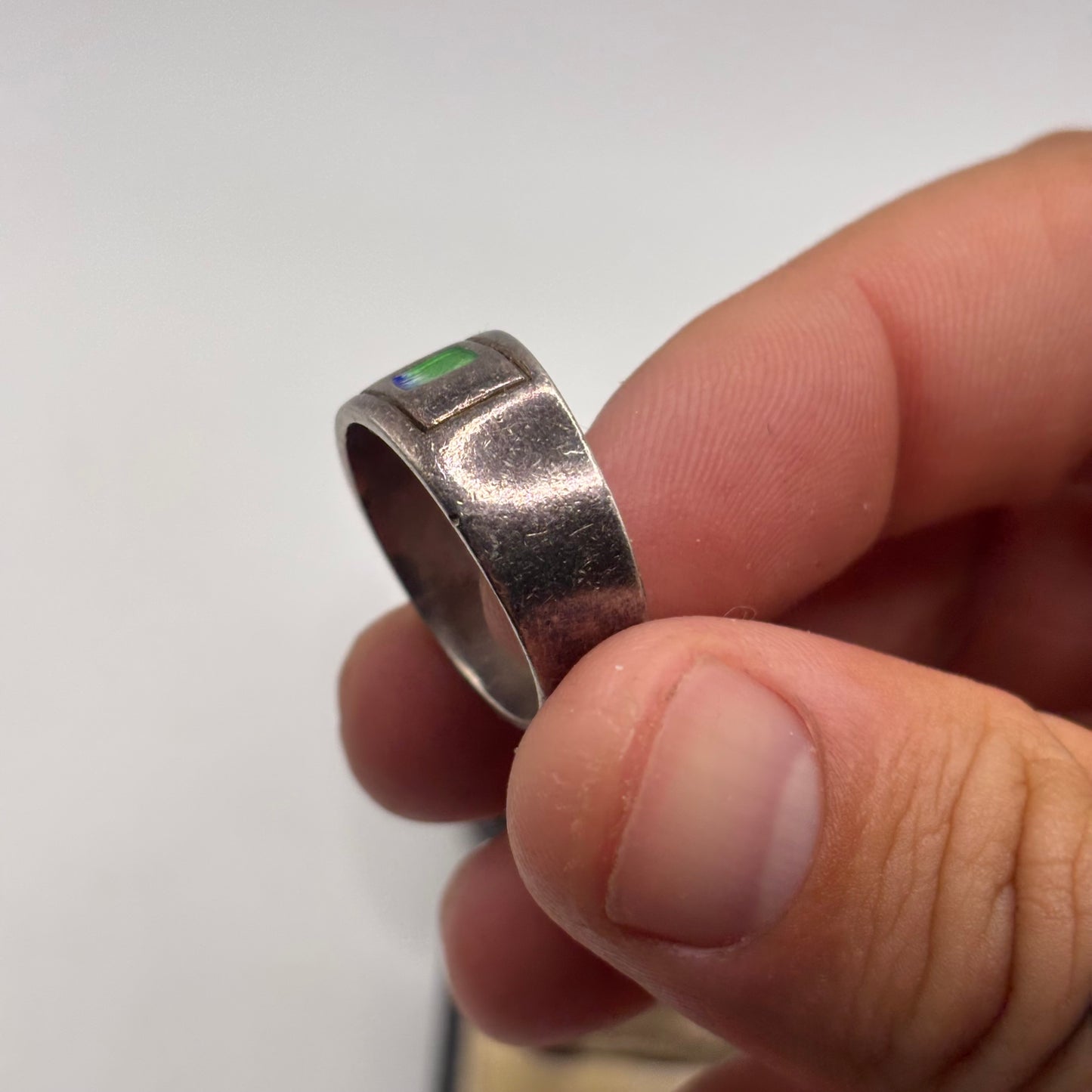 Silver Designer Enamel Band Ring (R 1/2)