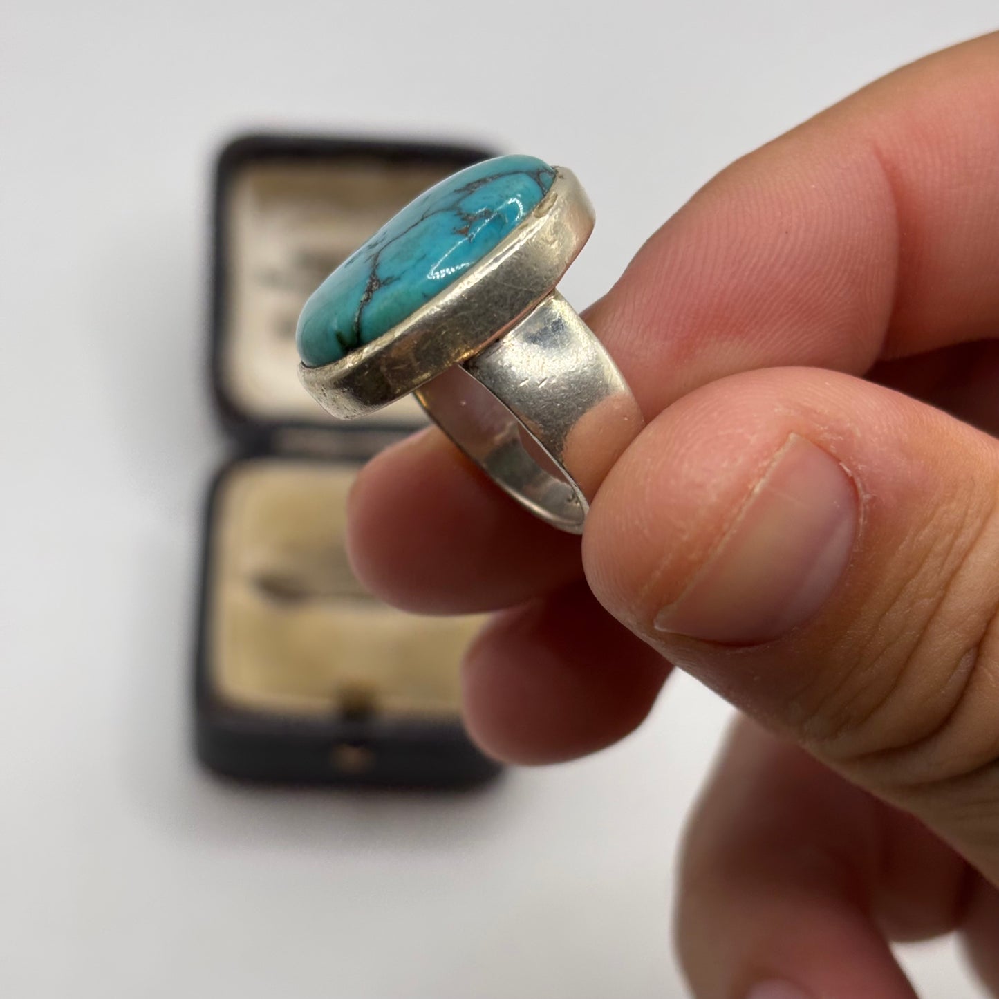 Silver Heavy Turquoise Ring (M)