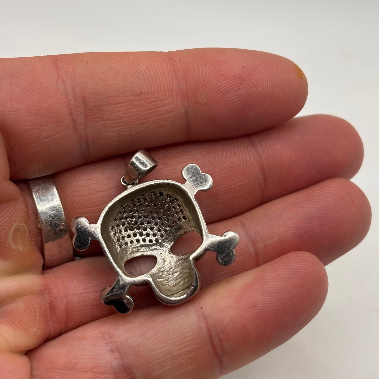 Silver CZ Skull Pendant