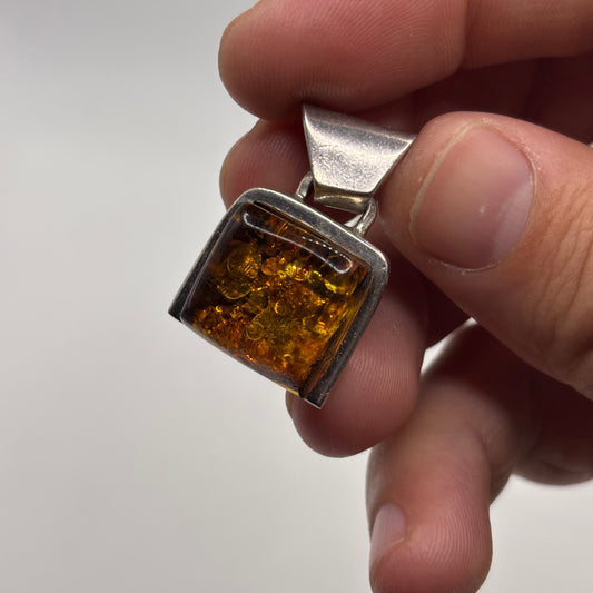 Silver Amber Pendant