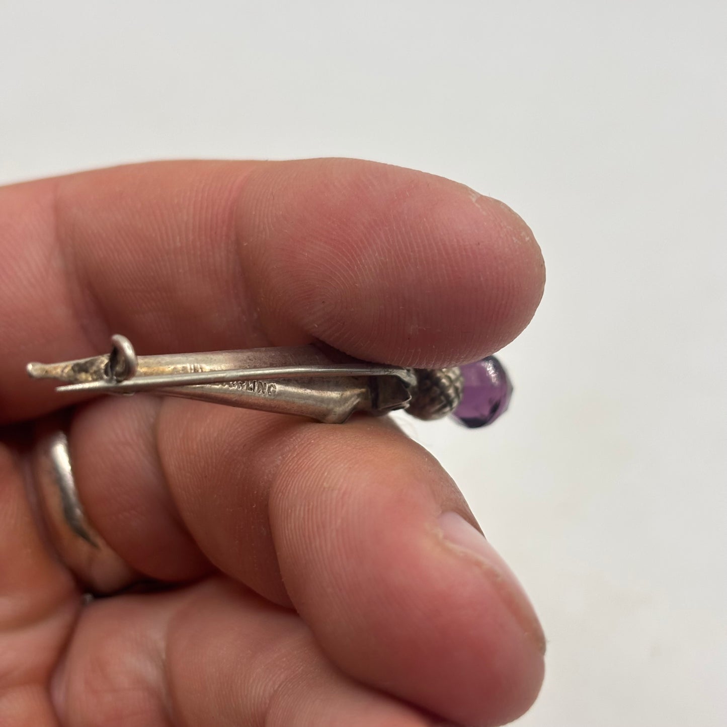 Silver Victorian Scottish Agate & Amethyst Brooch