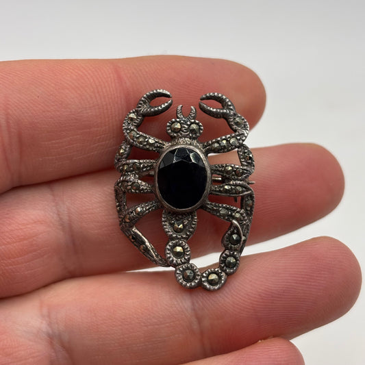 Silver Sapphire & Marcasite Scorpion Brooch & Pendant
