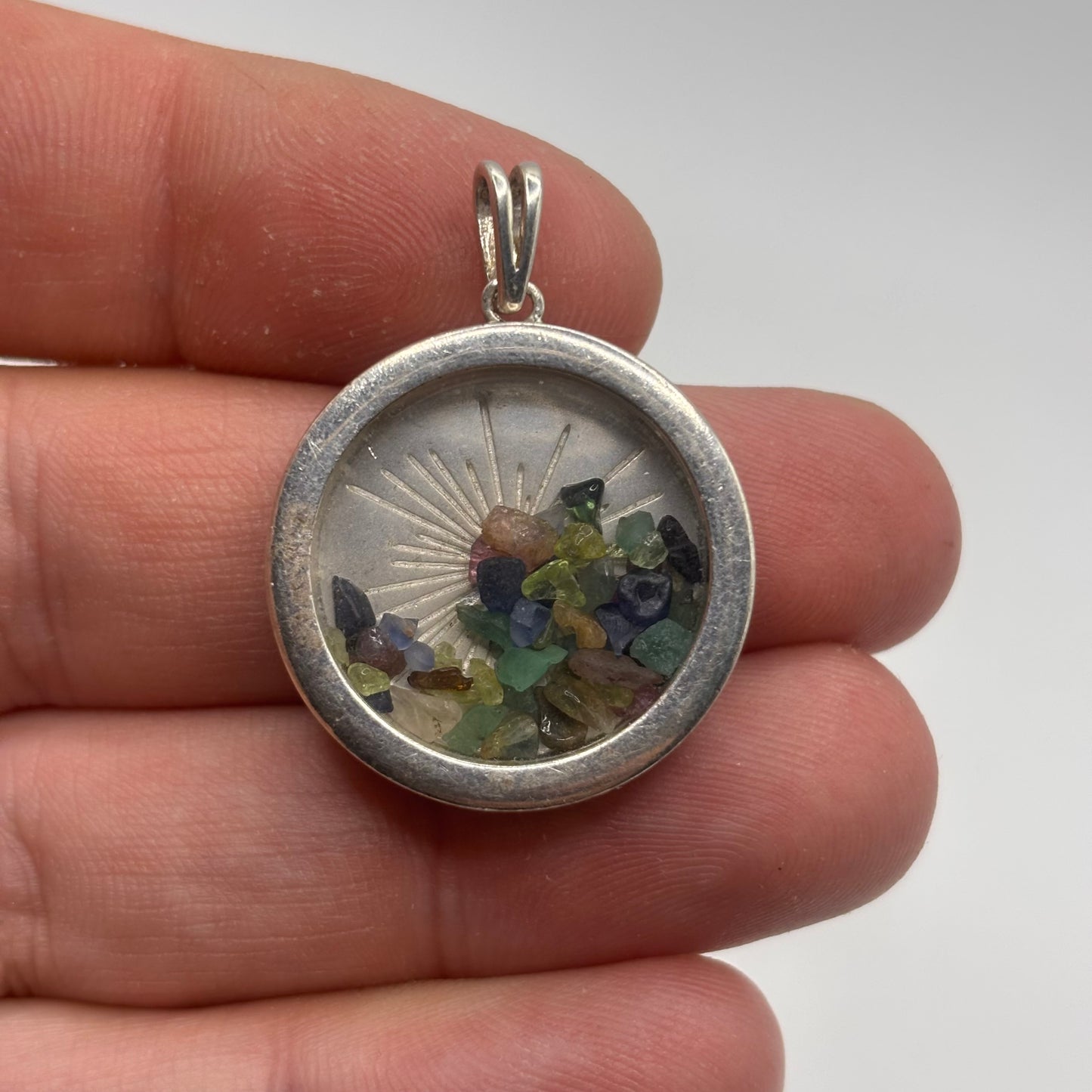 Silver Gem Glass Pendant