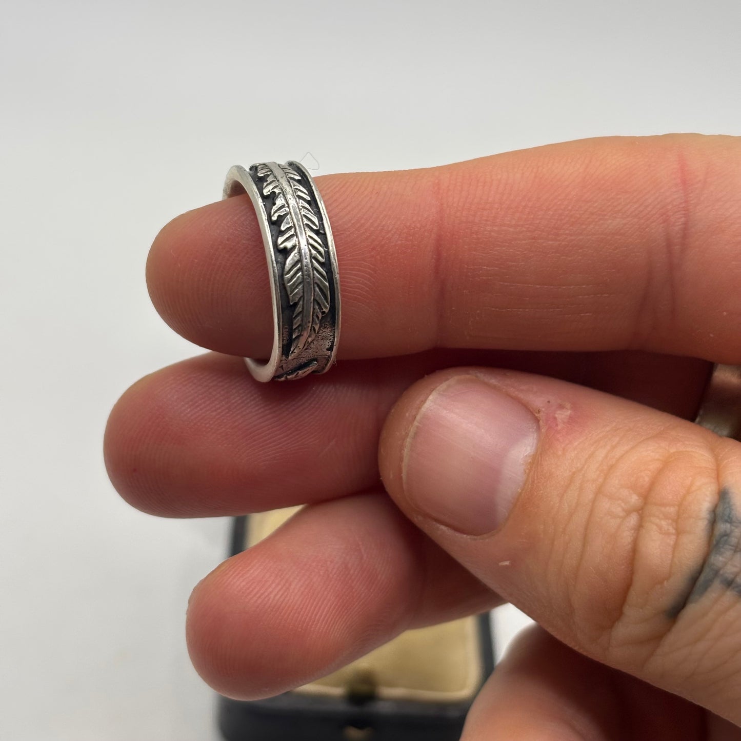 Silver Feather Band Ring