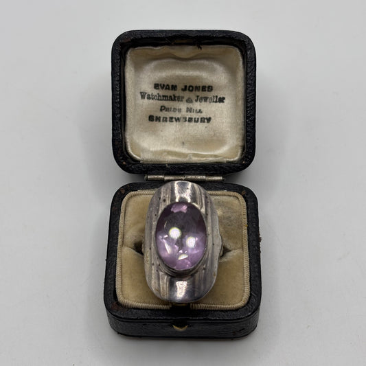 Silver Large Amethyst Ring (O)