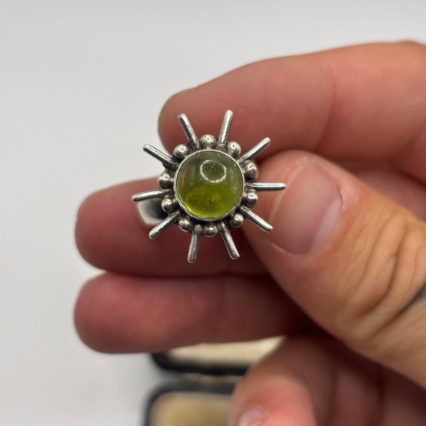 Silver Funky Peridot Ring (N)