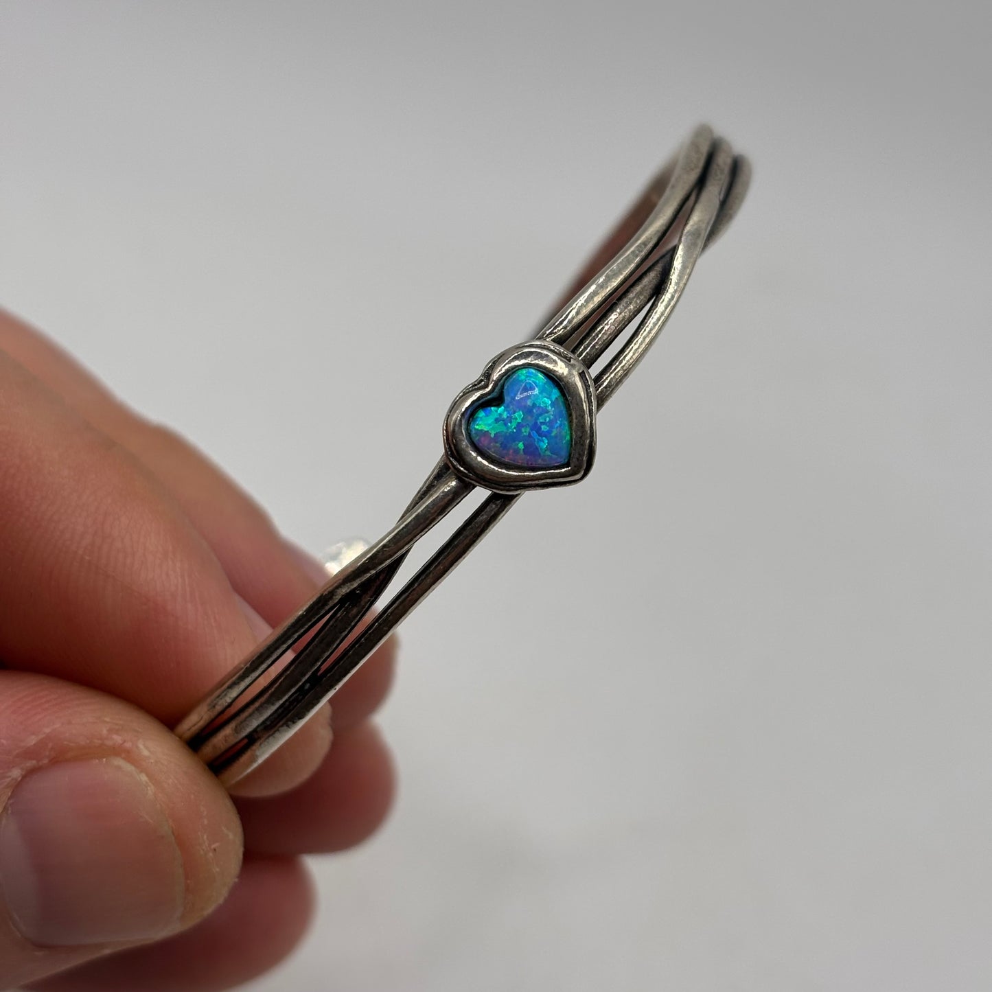 Silver Opalite Heart Bracelet