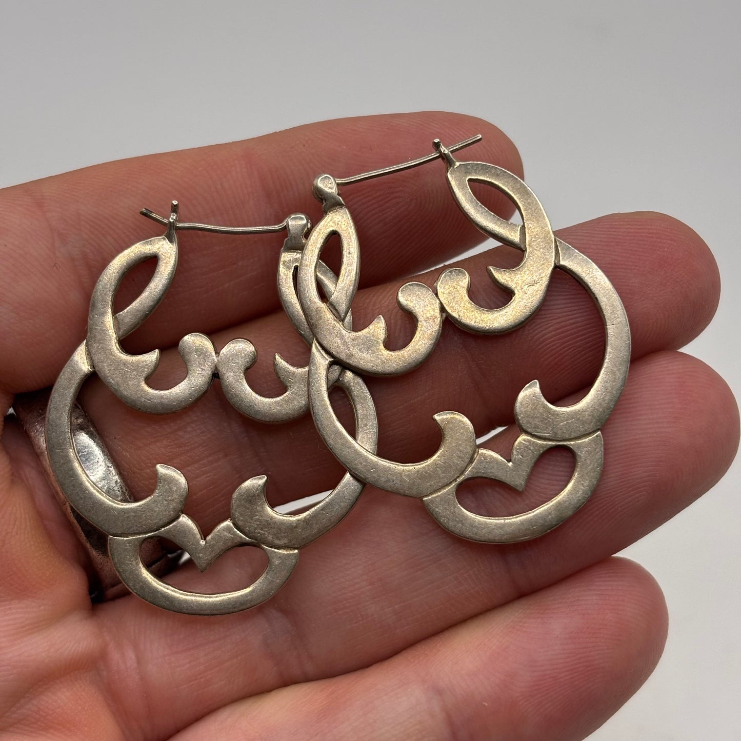 Silver Large Unusual Earrings