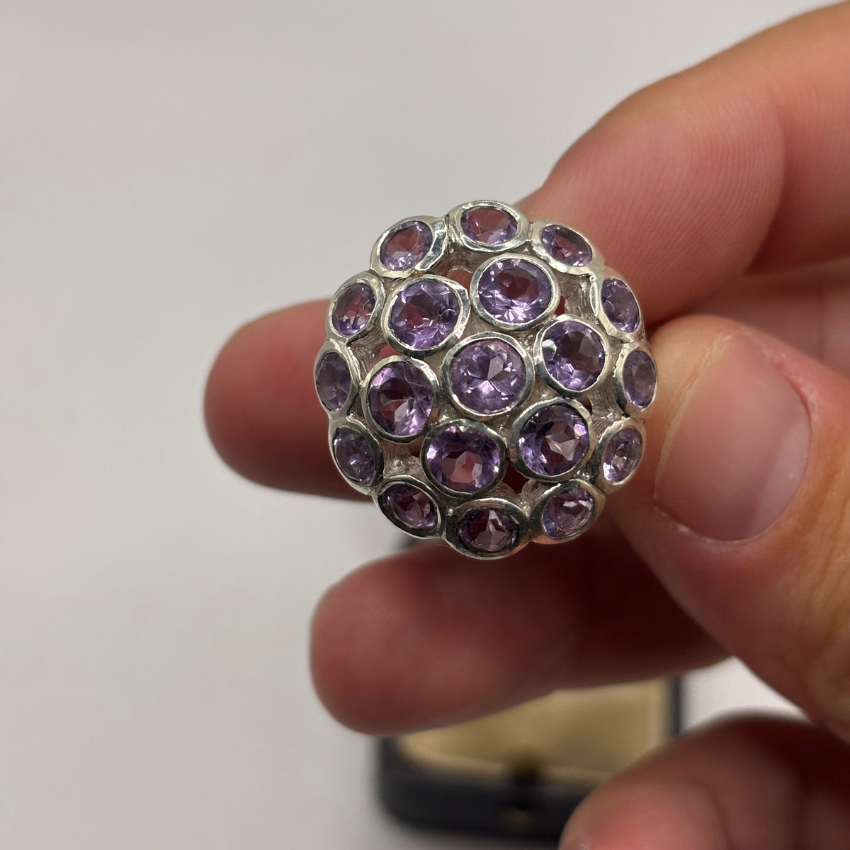 Silver Heavy Amethyst Ring (O)