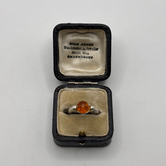 Silver Amber Ring