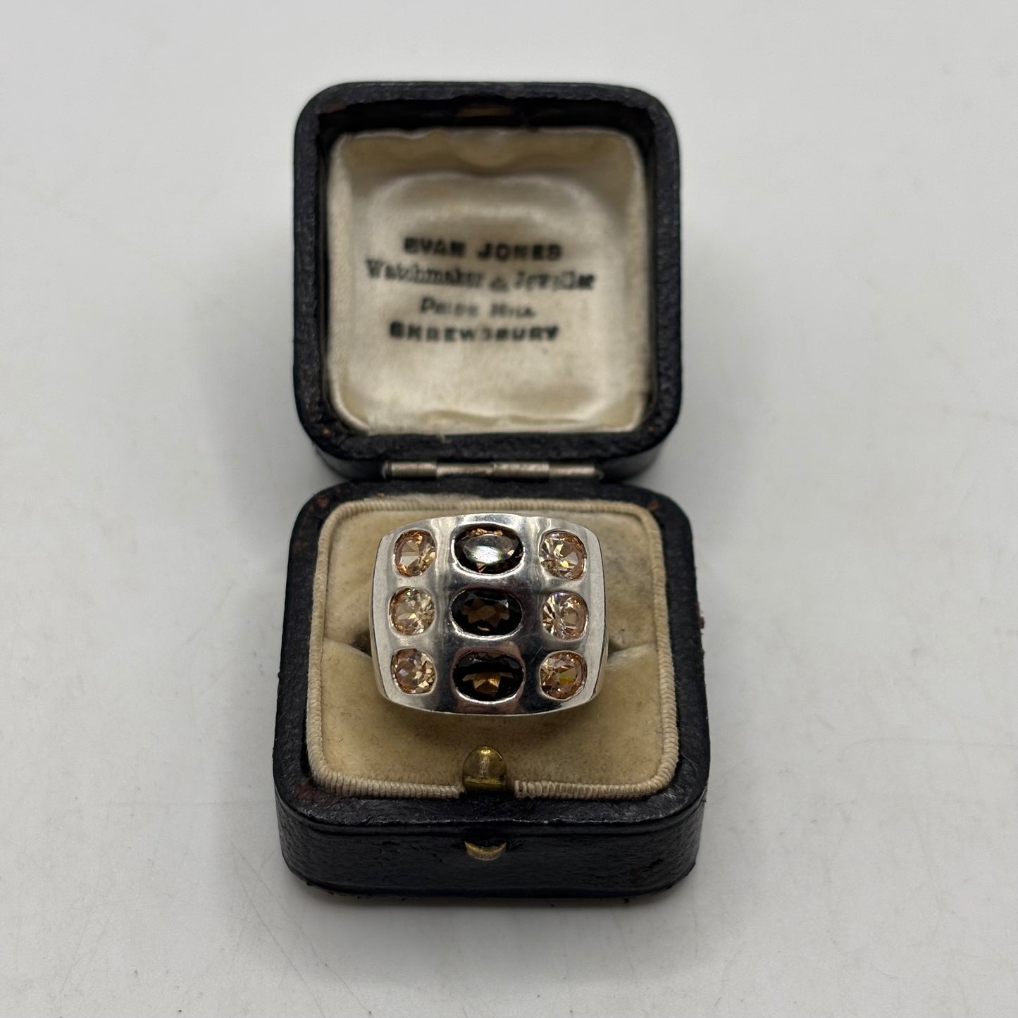 Silver Heavy Citrine & Topaz Ring (N)
