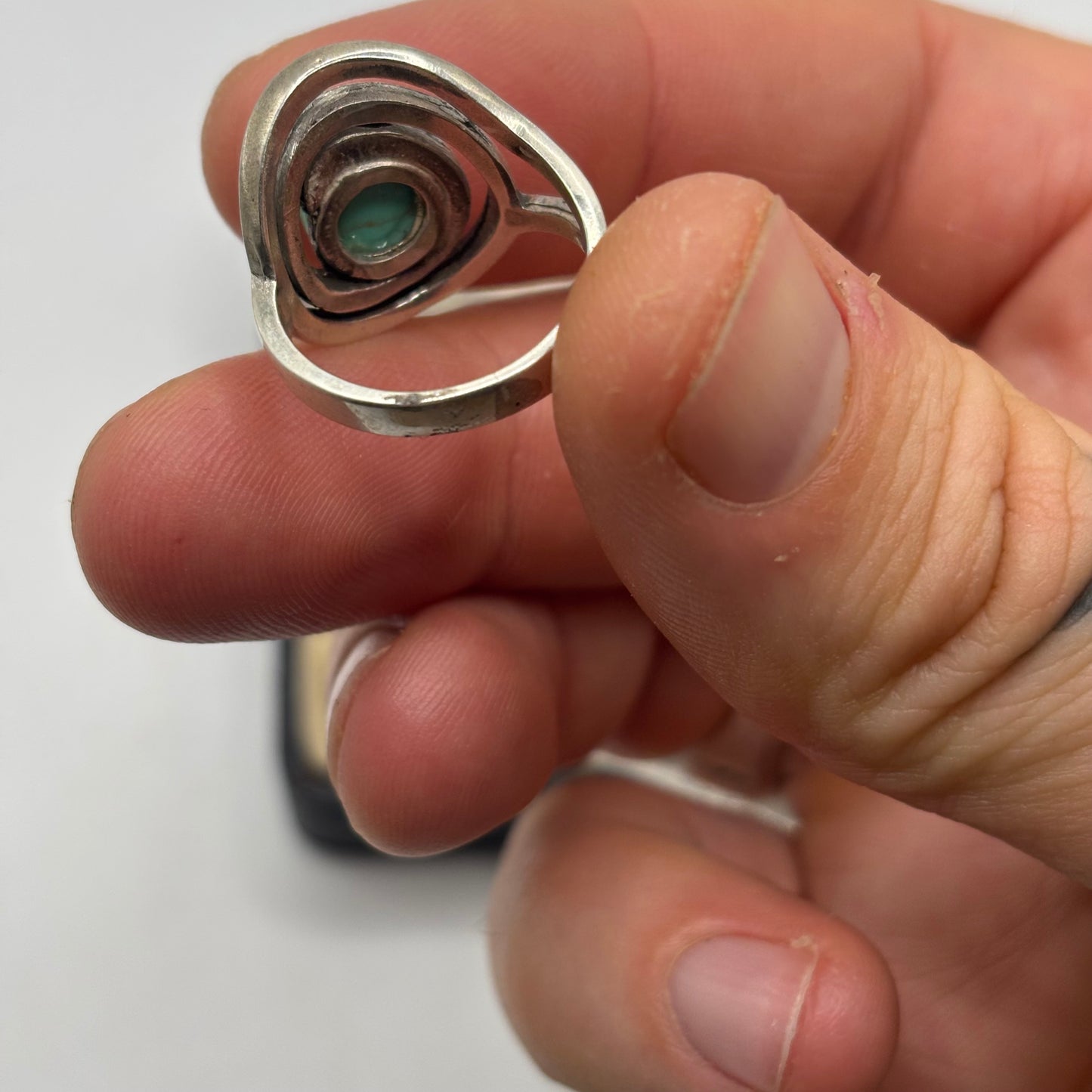 Silver Turquoise Swirl Ring