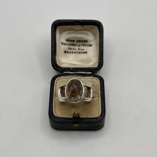 Silver Heavy Smoked Quartz Ring