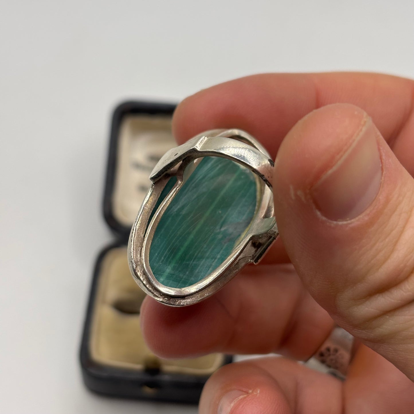 Silver Large Malachite Ring