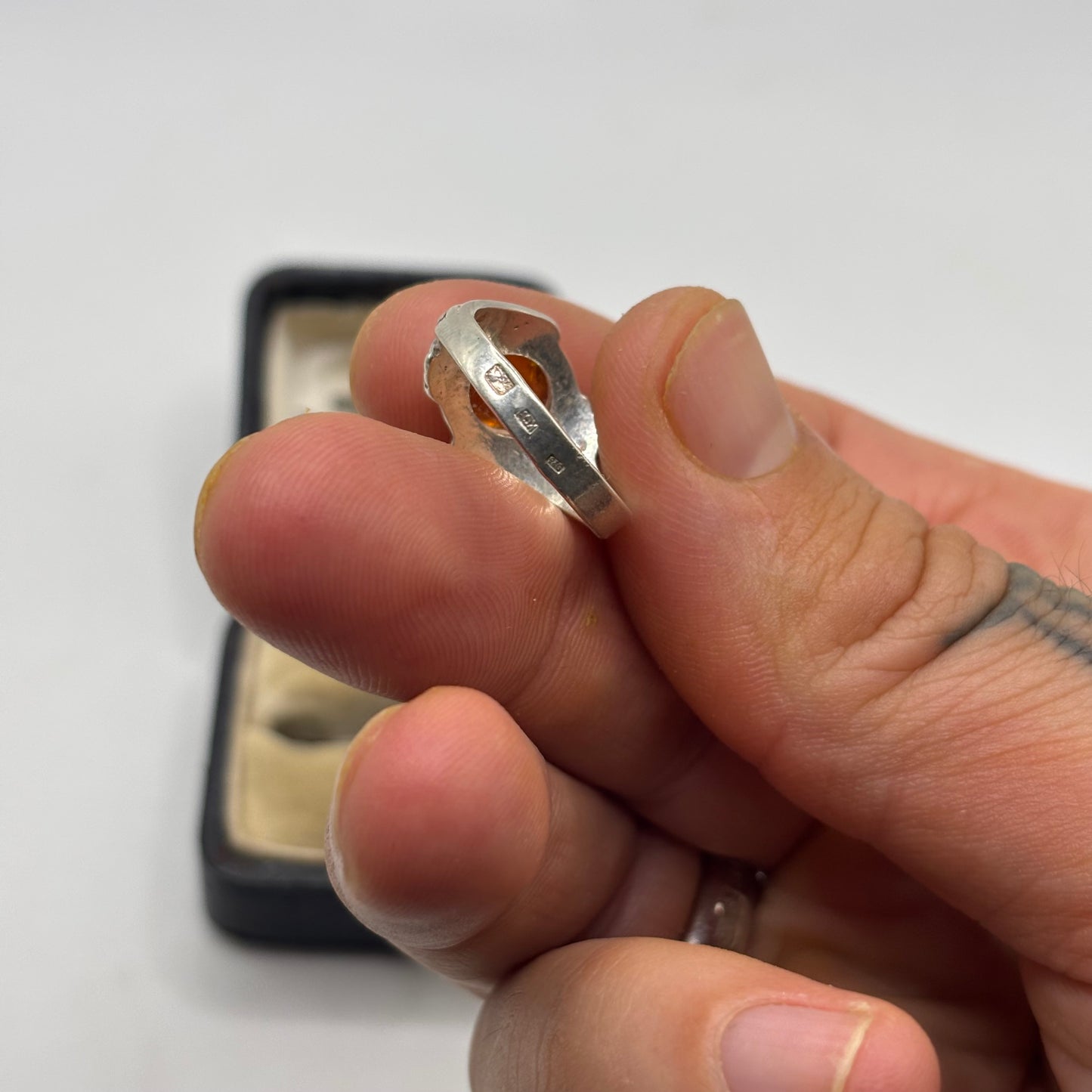 Silver Amber Ring