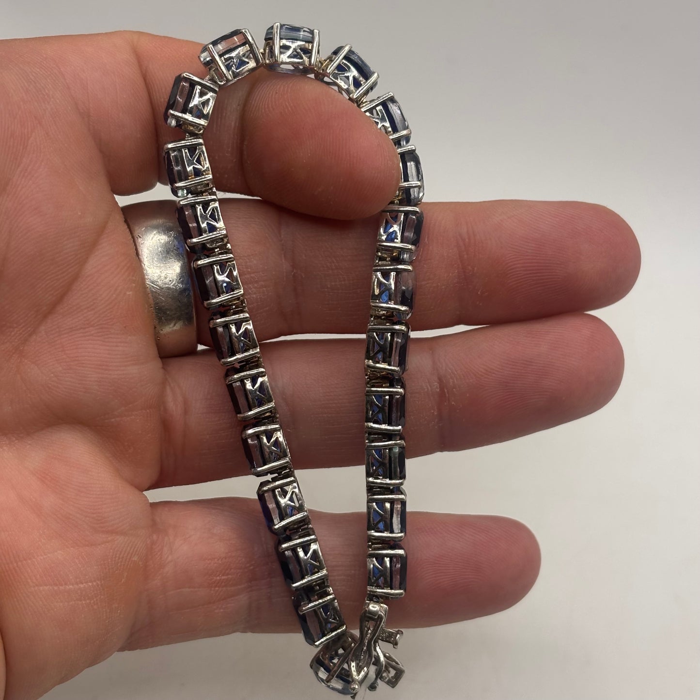 Silver 7.5” Sapphire Bracelet